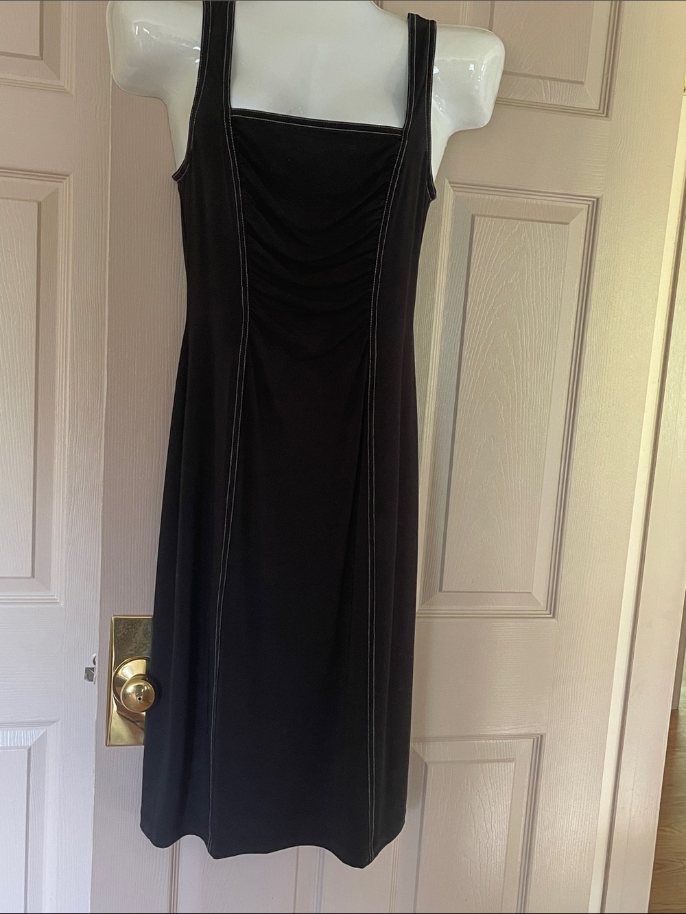 BCBGMaxAzria Black Midi Dress with Contrast Stitching